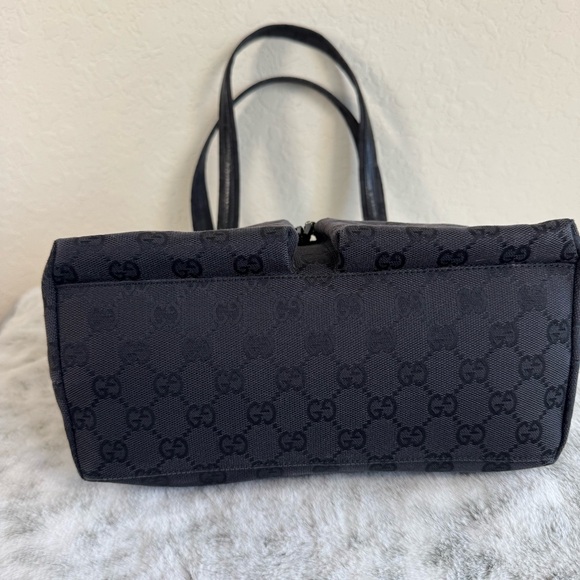 Gucci Gg Canvas / Denim Double Pocket Tote- Black  P0070 - Picture 7 of 14